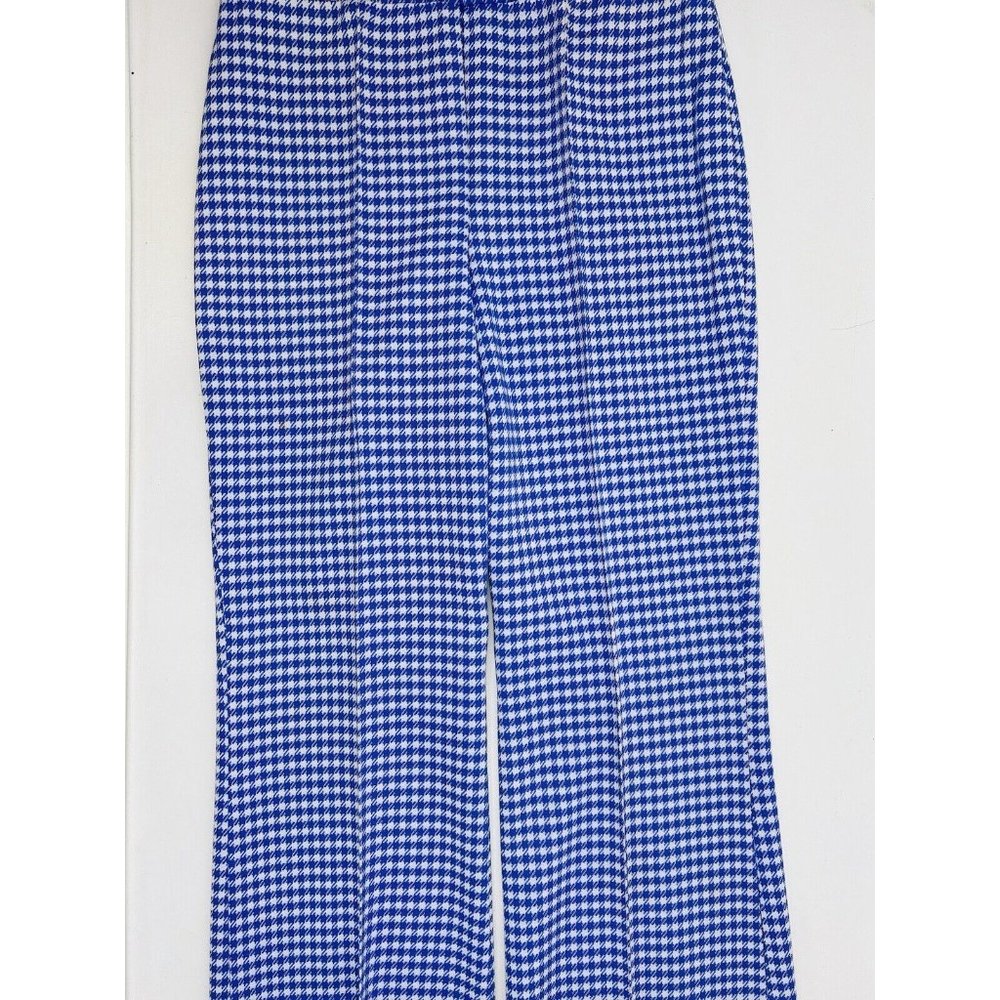 Vtg 70s Houndstooth Plaid Knit High Rise Wide Leg… - image 3